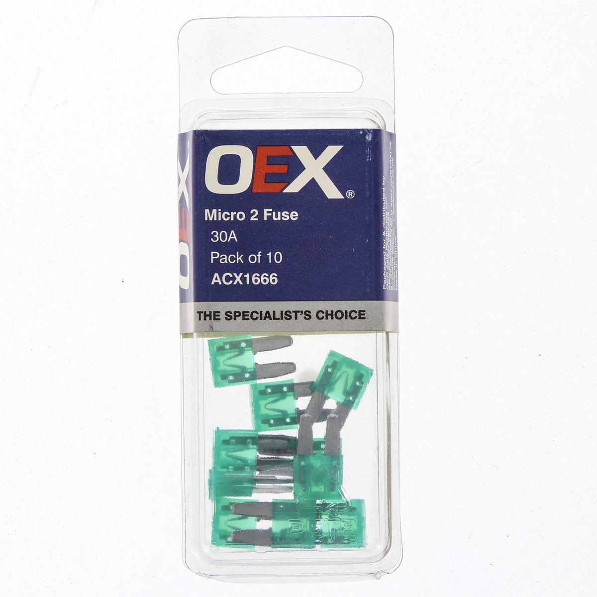 OEX Fuse Micro 2-Blade 30A Green (Pack of 10) - ACX1666