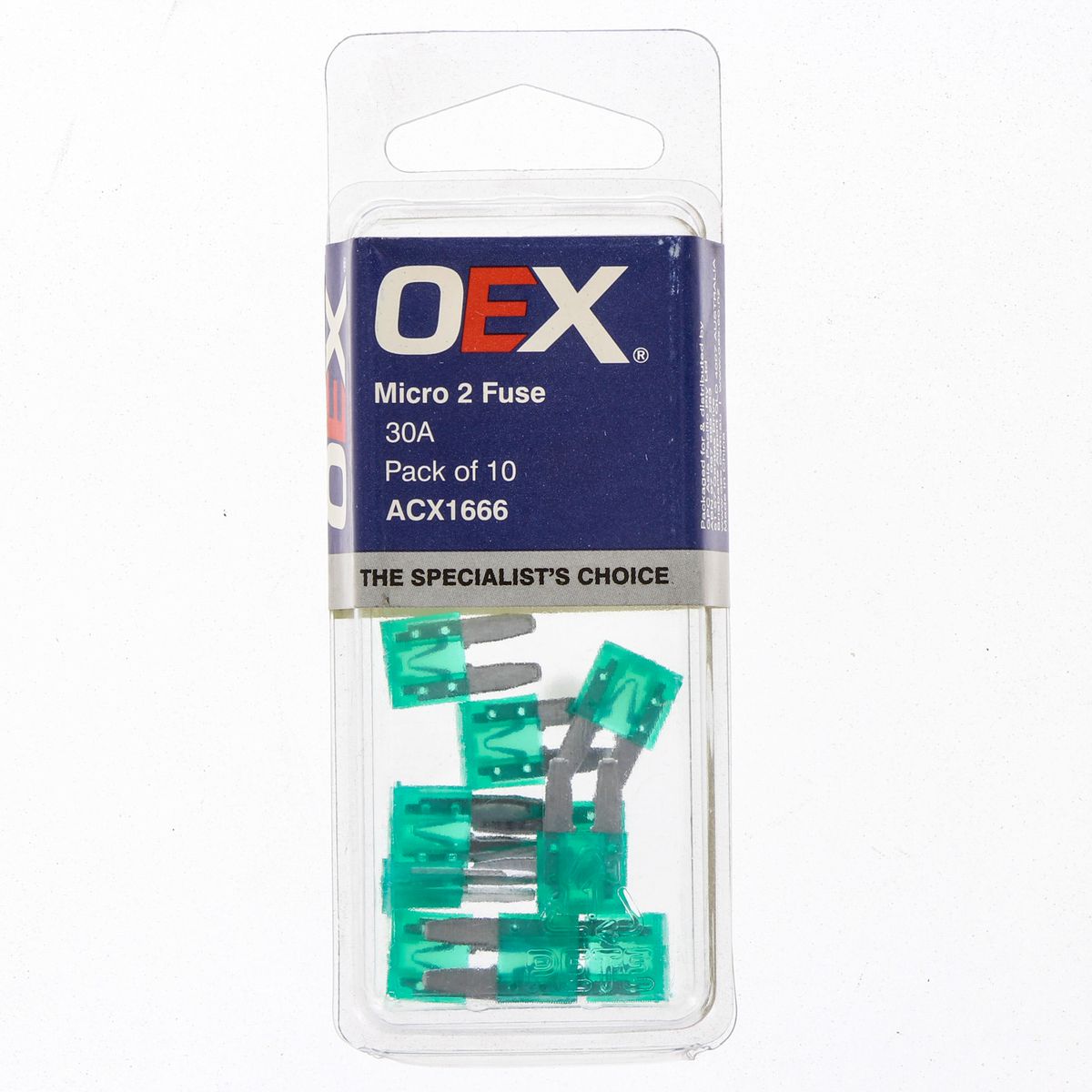 OEX Fuse Micro 2-Blade 30A Green (Pack of 10) - ACX1666