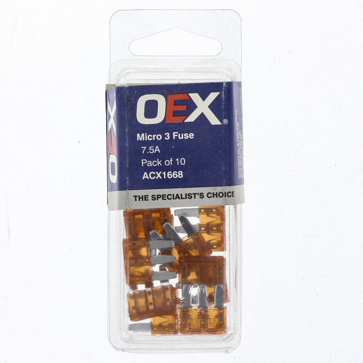 OEX Fuse Micro 3-Blade 7.5A Brown (Pack of 10) - ACX1668