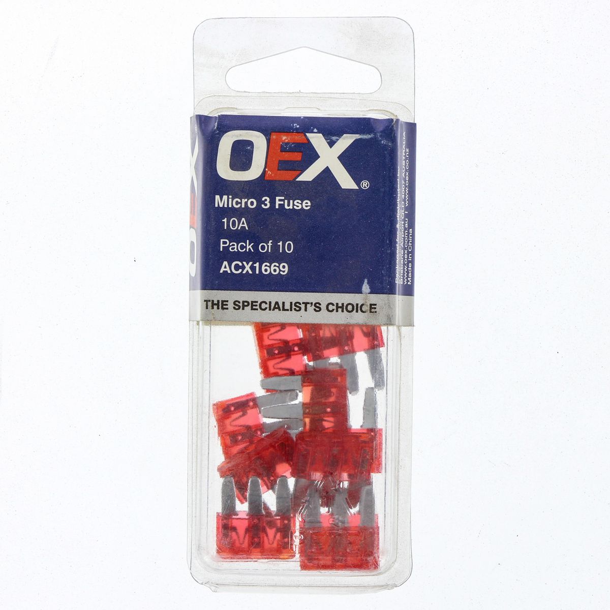 OEX Fuse Micro 3-Blade 10A Red (Pack of 10) - ACX1669