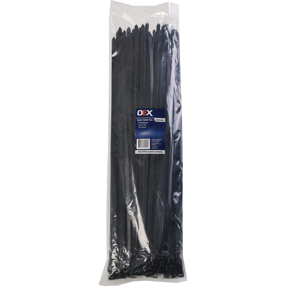 OEX Nylon Cable Ties 8.9mm x 530mm Black 100 Pack - ACX1326