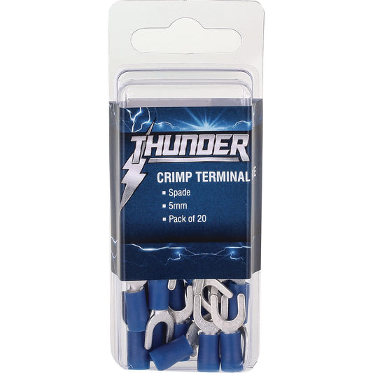 Thunder Crimp Terminal Spade Blue 5Mm - 20 Pce - TDR06047