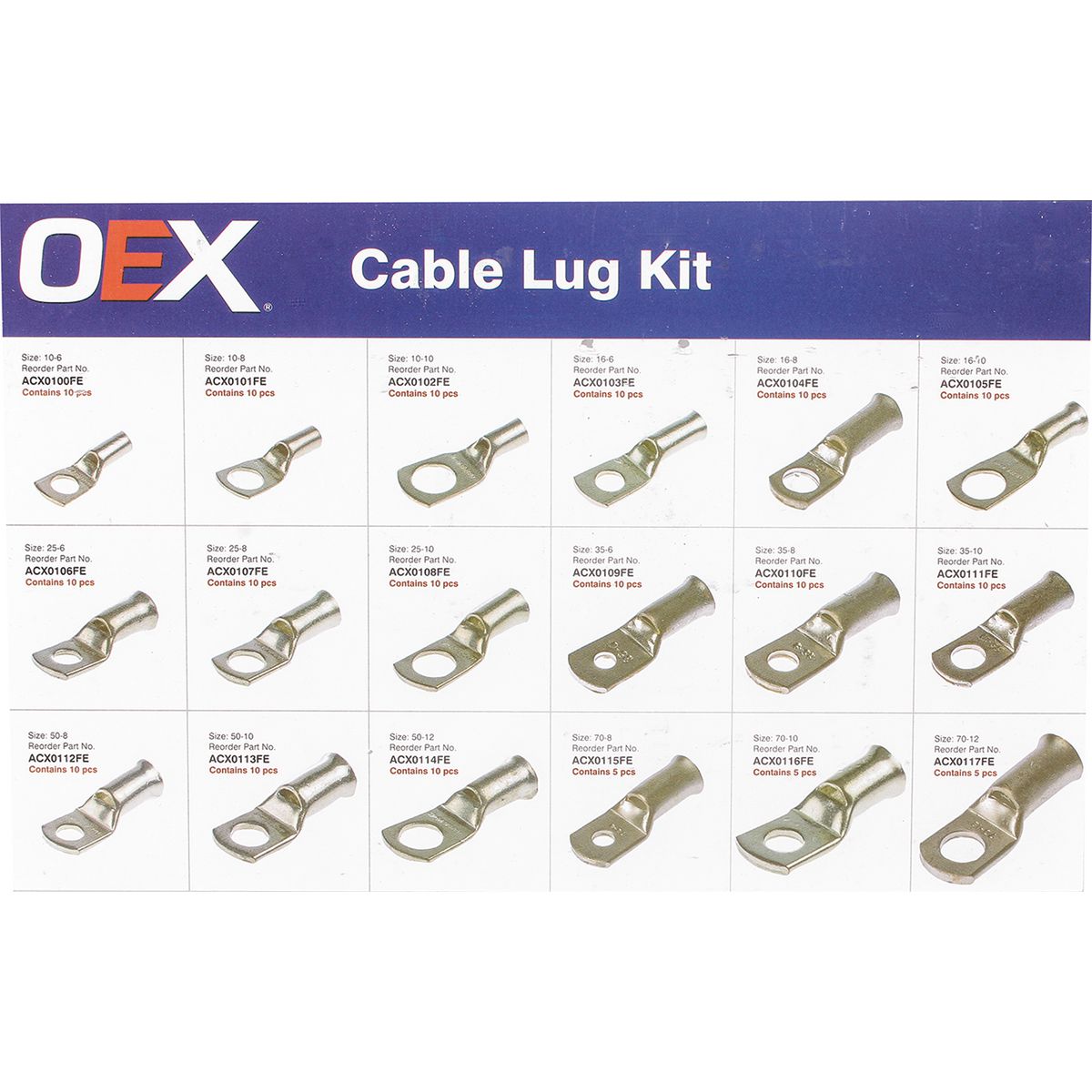 OEX Cable Lug Flare Entry Lug Kit (Pack of 165) - ACX0120FE