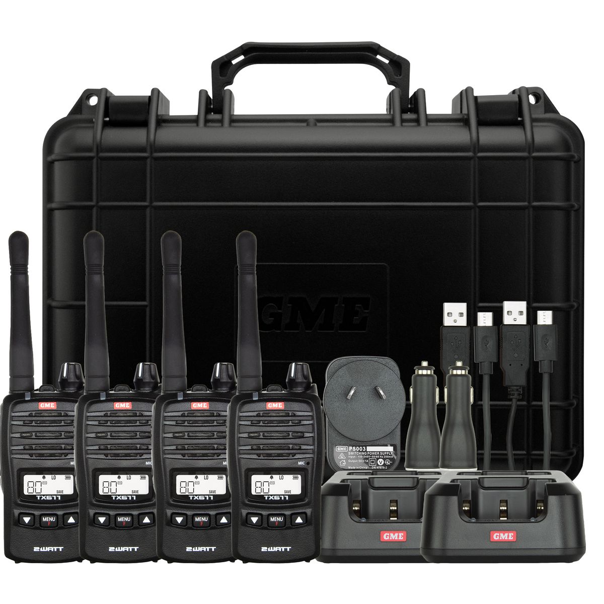 GME 2 Watt UHF CB Handheld Radio Quad Pack - TX677QP