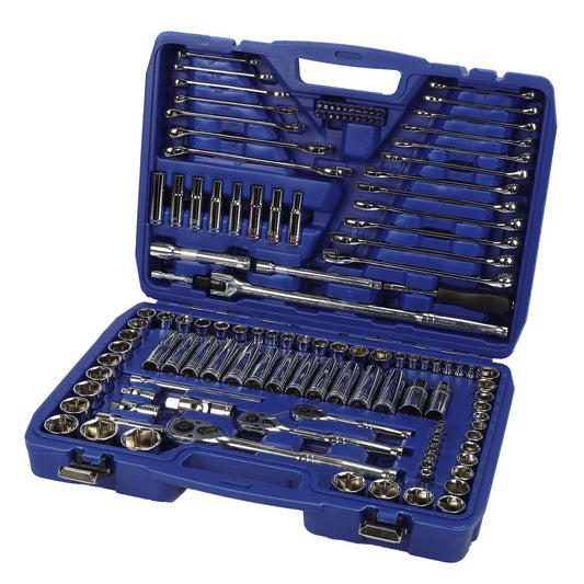 Mechpro Blue Automotive Tool Kit Metric/SAE 1/4In, 3/8In & 1/2In Drive 128pc - MP220KCRV