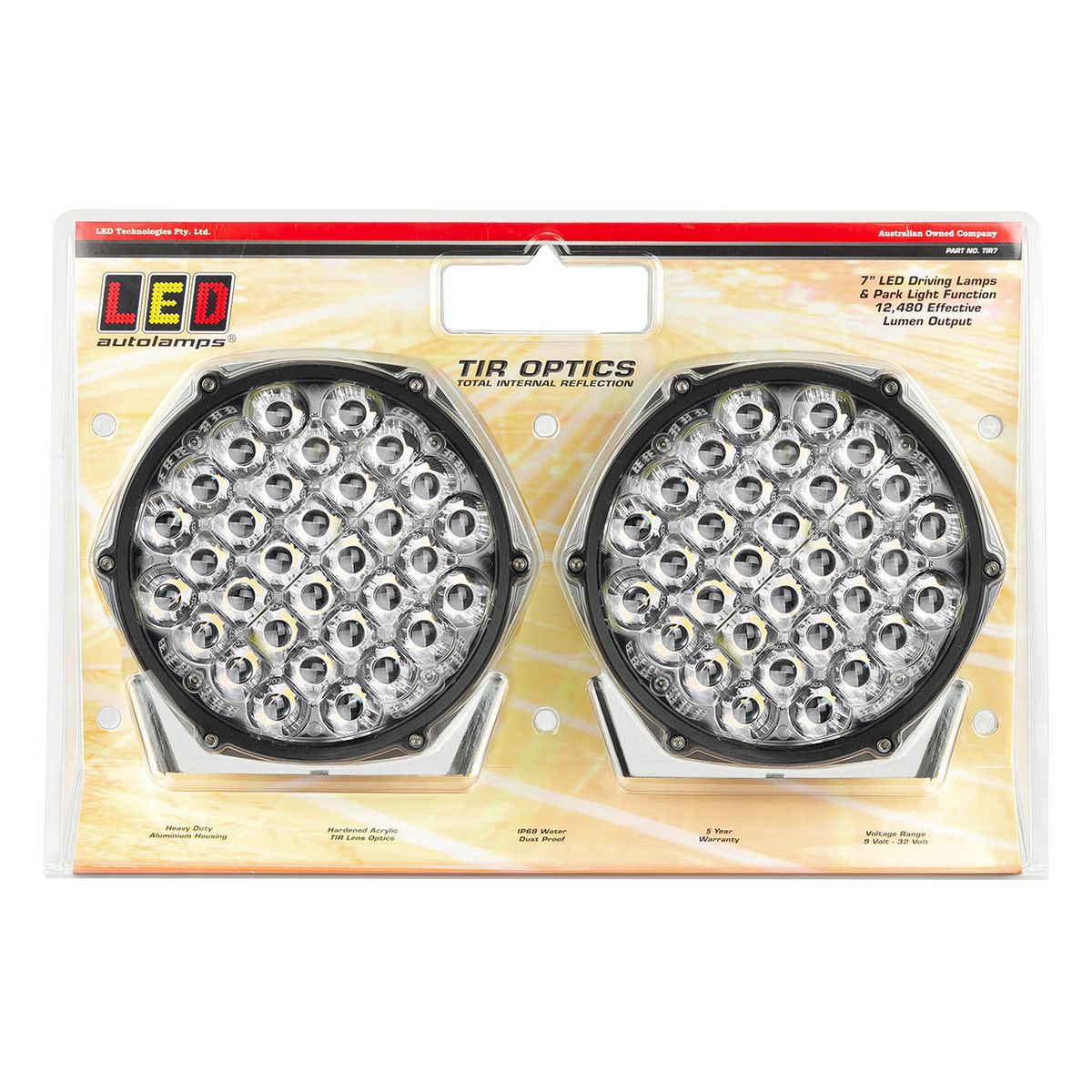 LED Autolamps 9/32 7 Inch High Powered Driving Light With Park Light Function 12480 Effective Lumen - TIR7
