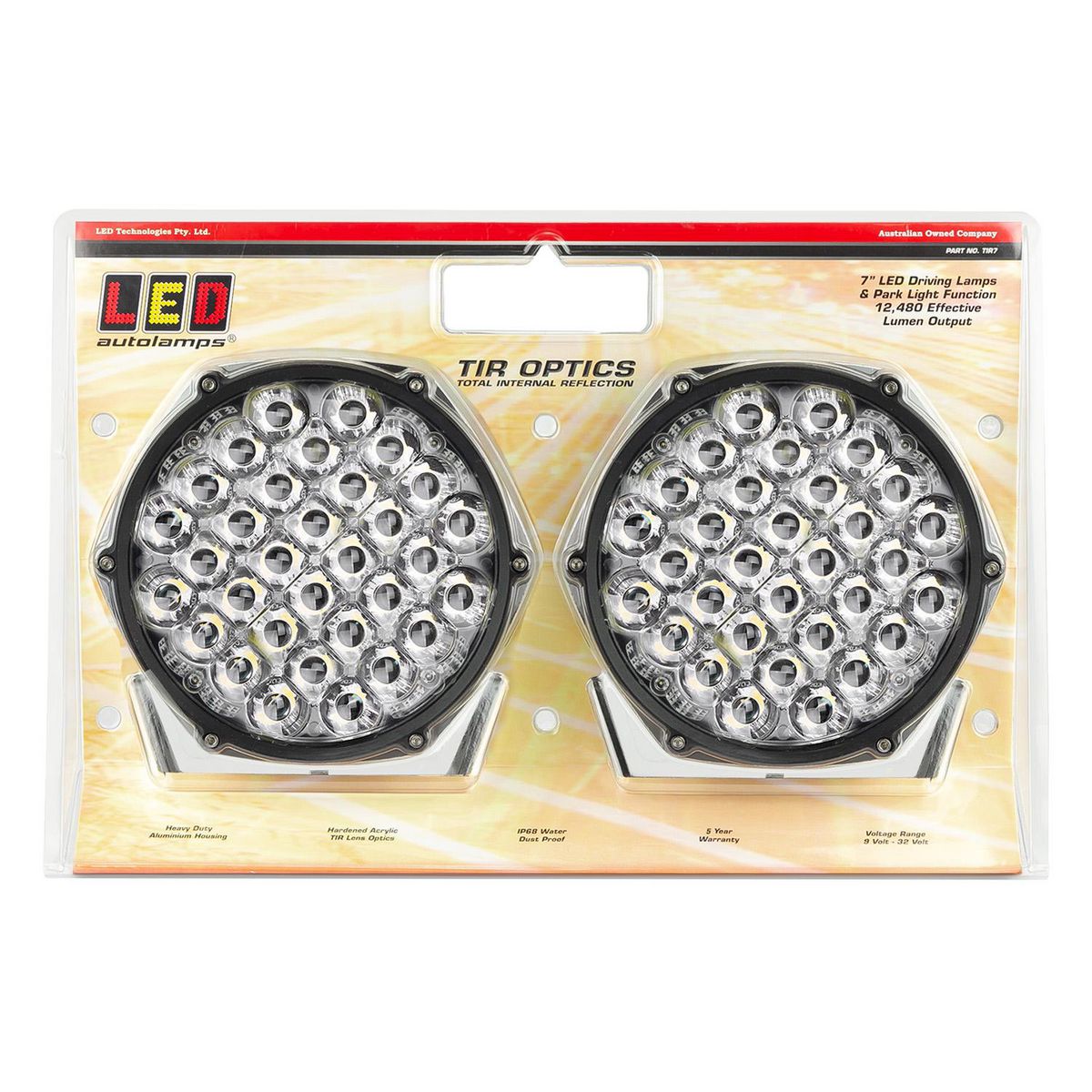 LED Autolamps 9/32 7 Inch High Powered Driving Light With Park Light Function 12480 Effective Lumen - TIR7