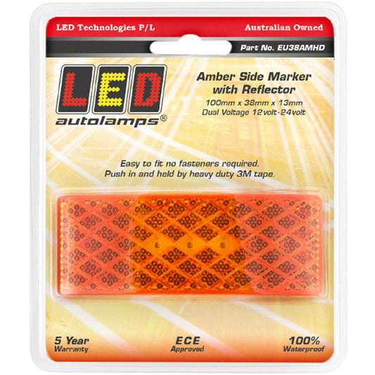 LED Autolamps 12/24V Amber Side Marker With In Built Reflector - EU38AMHD
