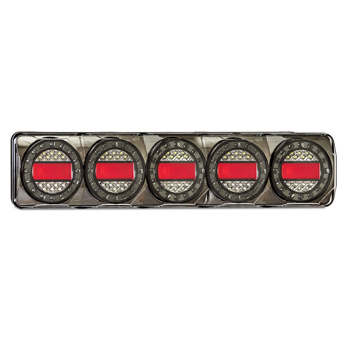 LED Autolamps 12/24V Maxilamp Stop/Tail/Indicator/Reflector 5 Lamp Combination Black Chrome - MAXILAMPC5XRR