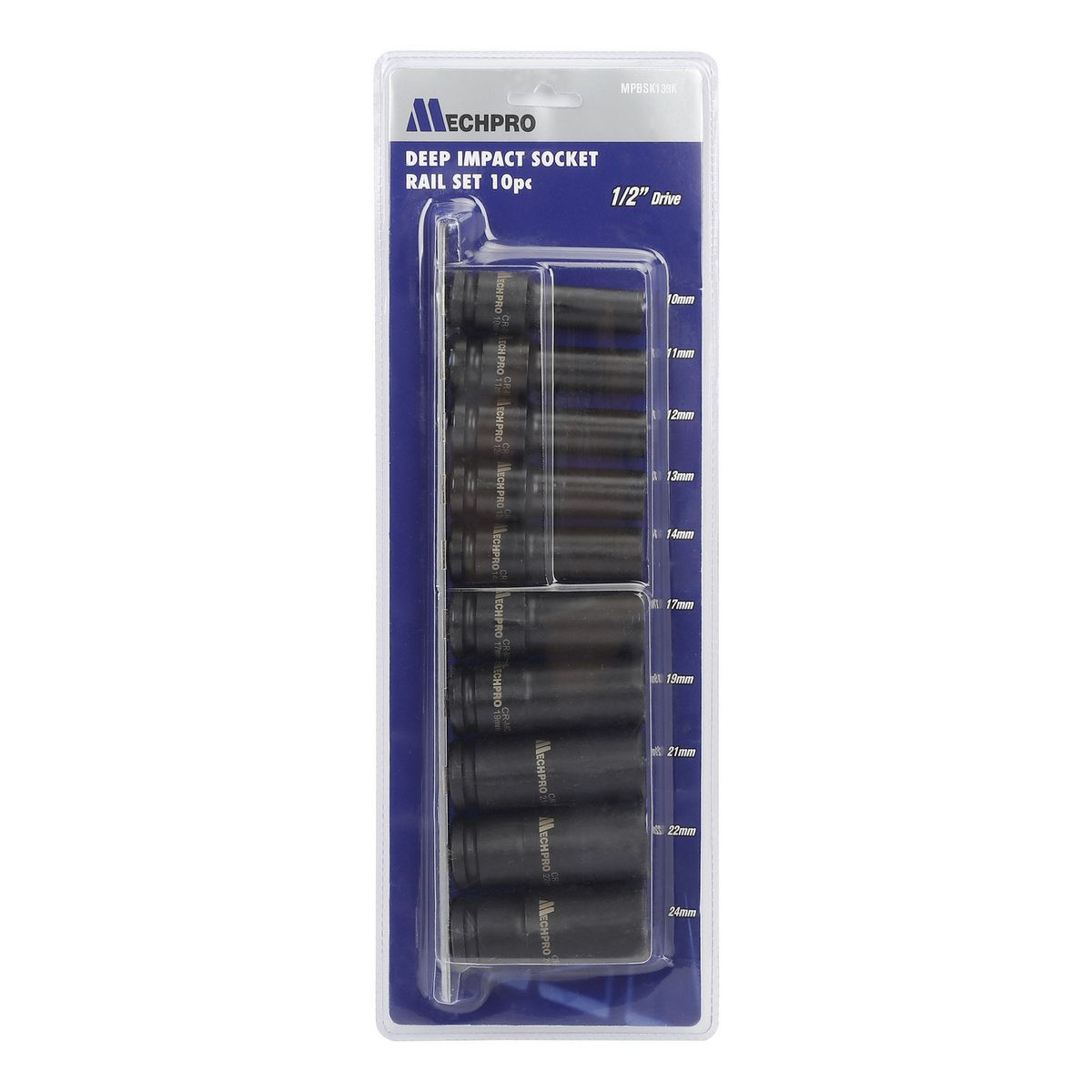 Mechpro Blue Deep Impact Socket Set Metric 1/2In Drive 10pc - MPBSK139K