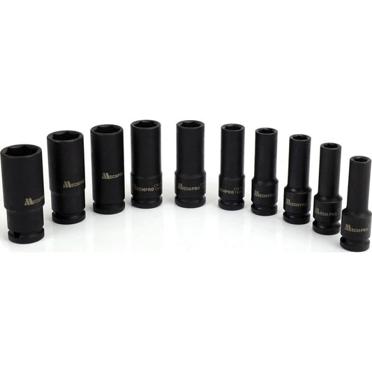 Mechpro Blue Deep Impact Socket Set Metric 1/2In Drive 10pc - MPBSK139K