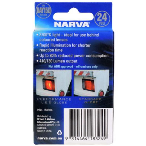 Narva LED Globe 24V 2700K 410/130Lm Bay15D - 18324BL