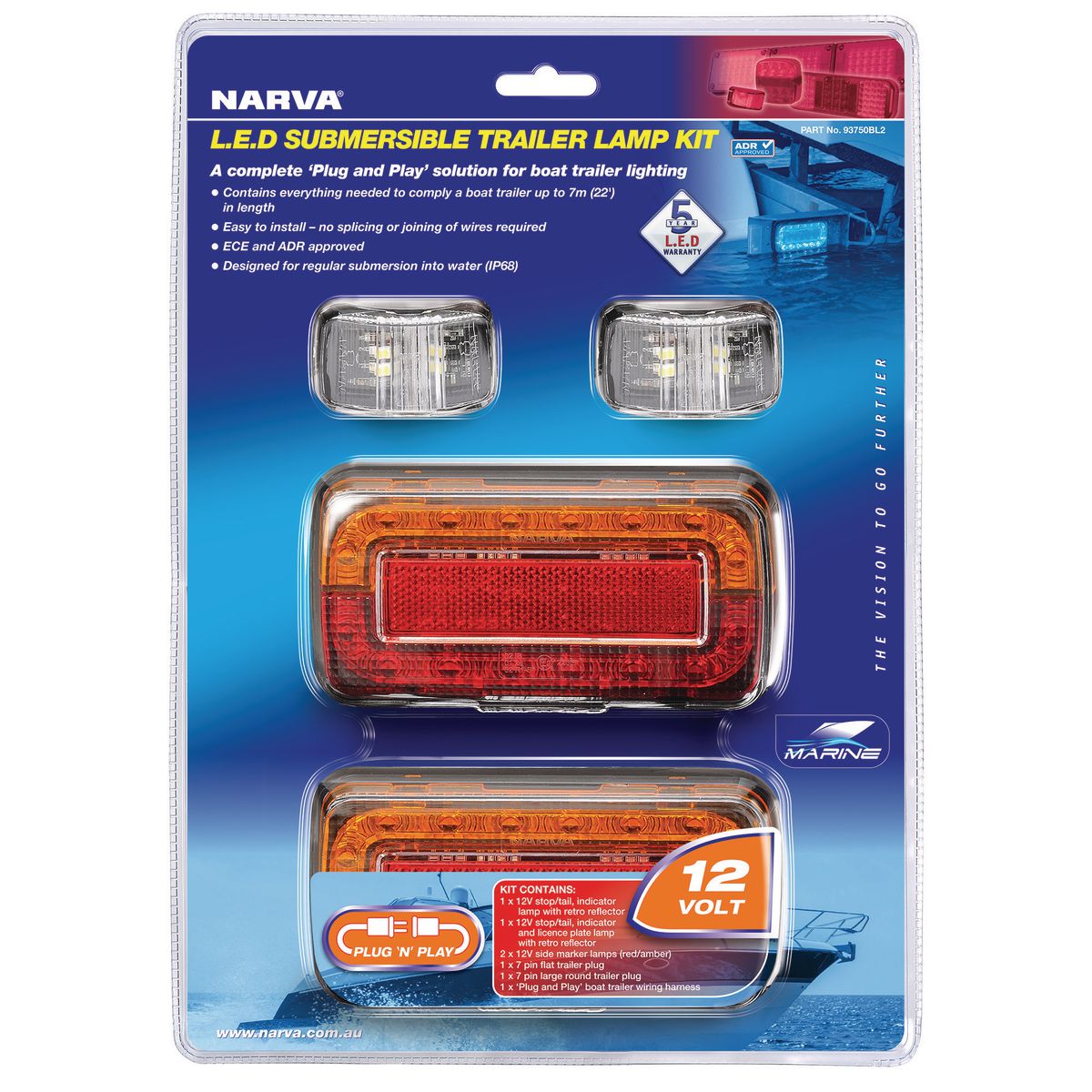 Narva LED Trailer Lamp Kit Submersible 2 Pce - 93750BL2