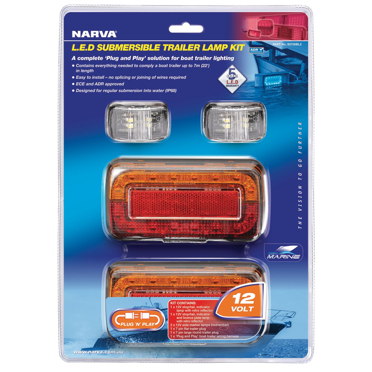 Narva LED Trailer Lamp Kit Submersible 2 Pce - 93750BL2