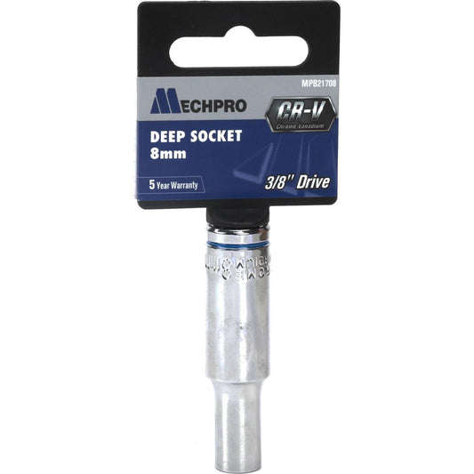 Mechpro Blue Deep Socket 8mm 3/8In Drive Metric - MPB21708