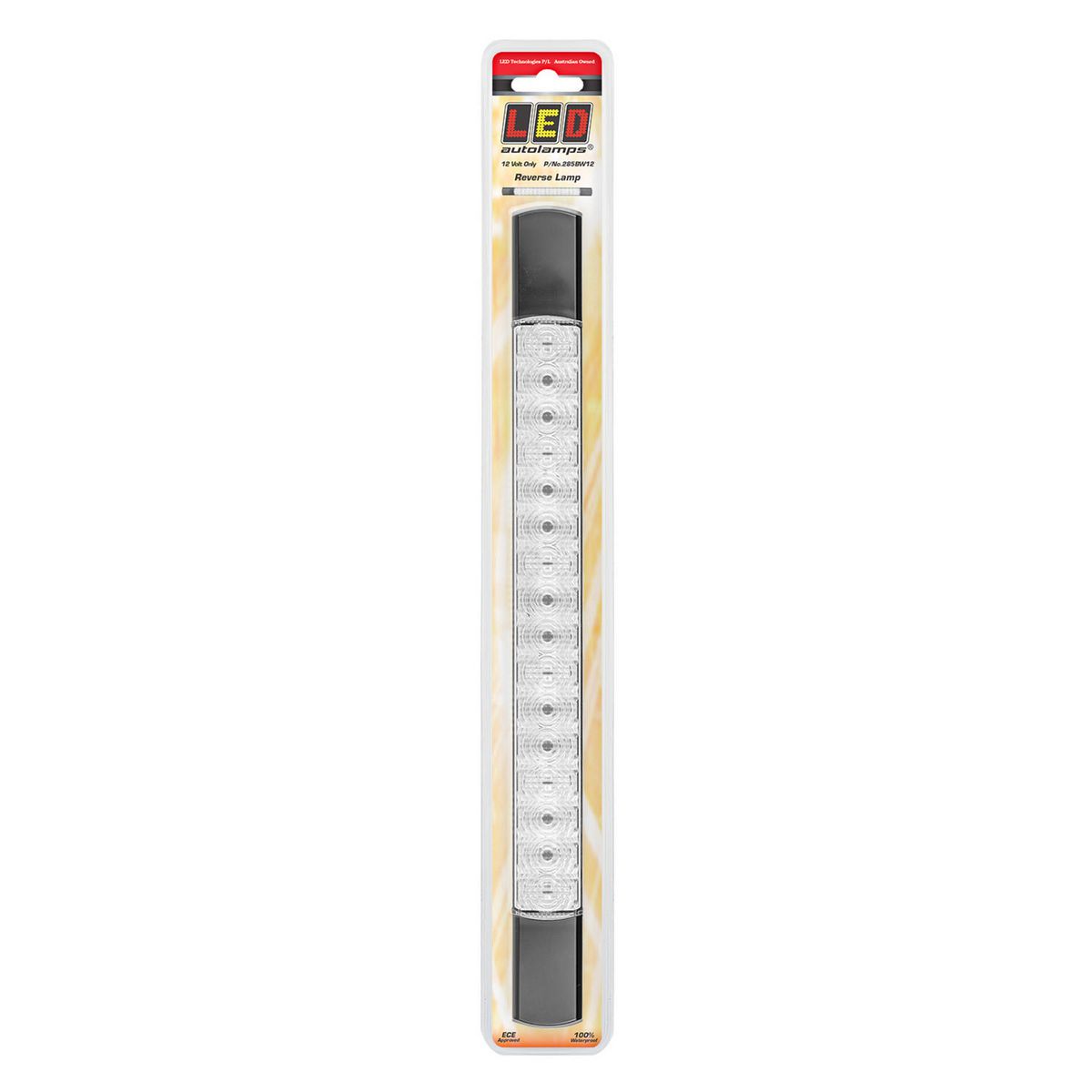 LED Autolamps 12V Slimeline/Low Profile Reverse Lamp With Black End Caps - 285BW12