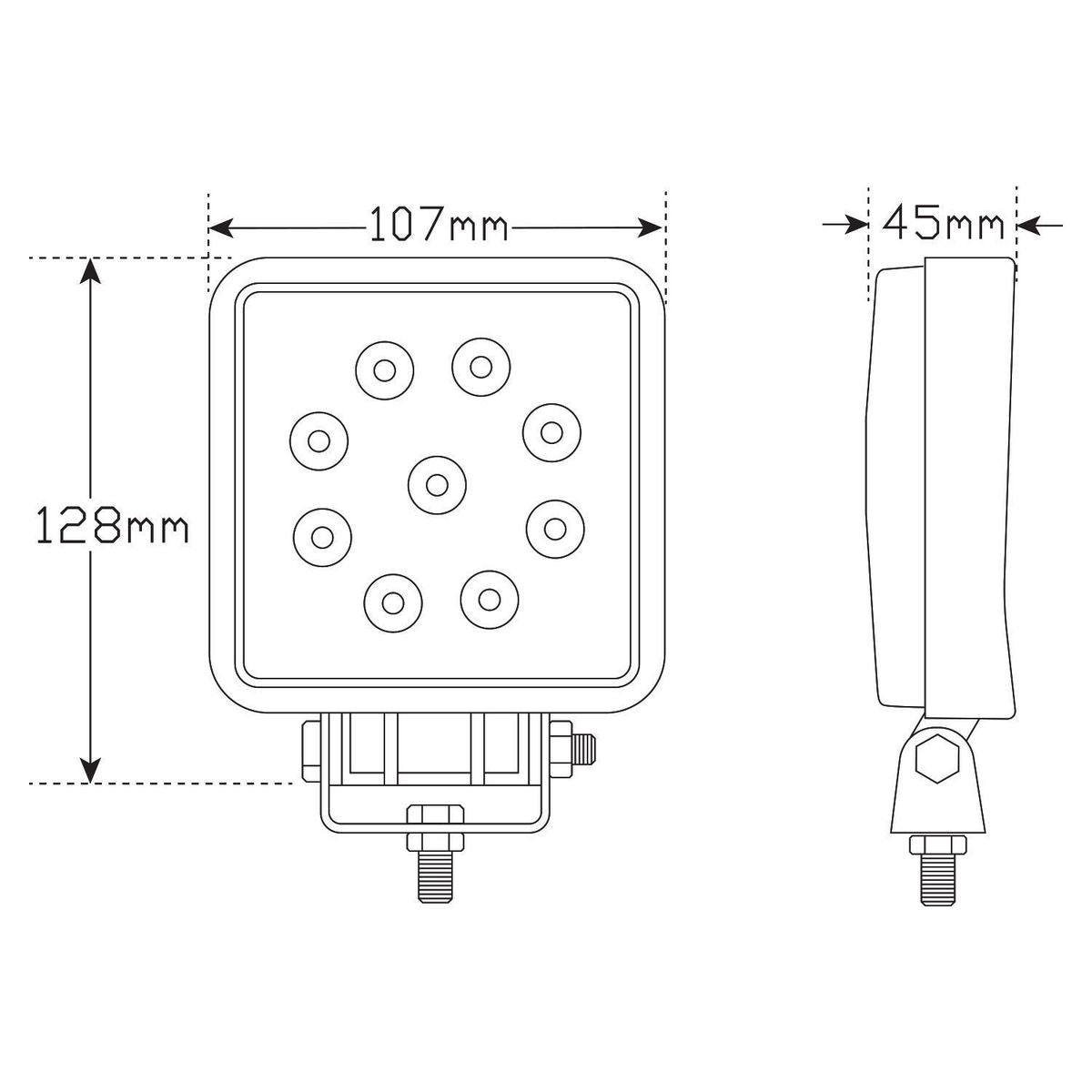 LED Autolamps 9/32V Heavy Duty High Powered Square LED Flood Lamp - FL1
