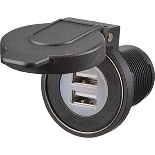 Narva Dual USB Socket with Magnetic Dust Cover - 81108BL