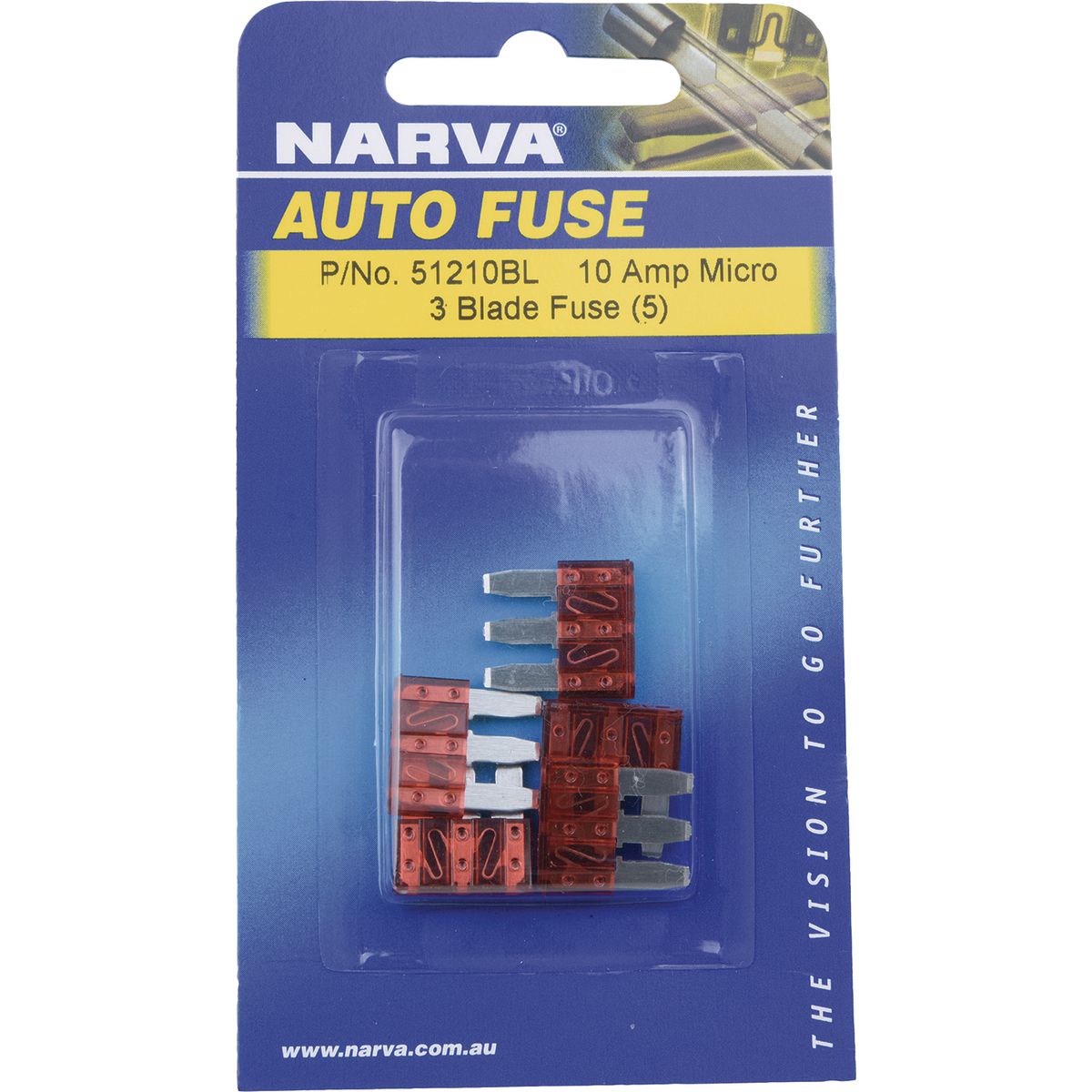 Narva Micro 3 Blade Fuse 10A Red 5 Pack - 51210BL