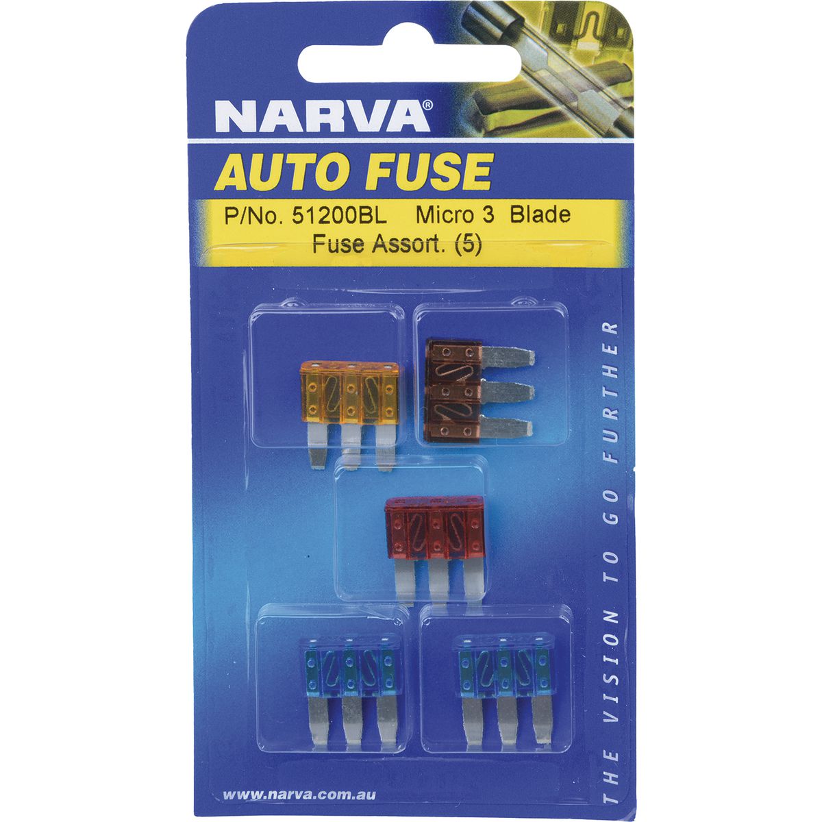 Narva Micro 3 Blade Fuse Assortment 5 Pack - 51200BL
