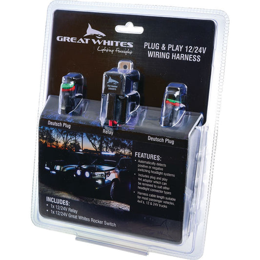 Great Whites Attack Driving Light Wiring Harness 12/24V - GWA0015