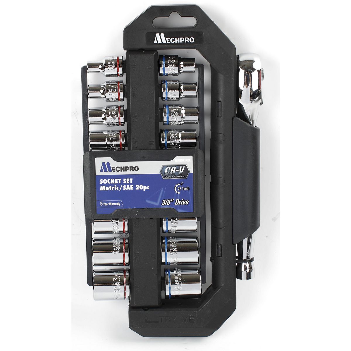 Mechpro Blue Socket Set Metric/SAE 3/8In Drive 20pc - MPBSK142K