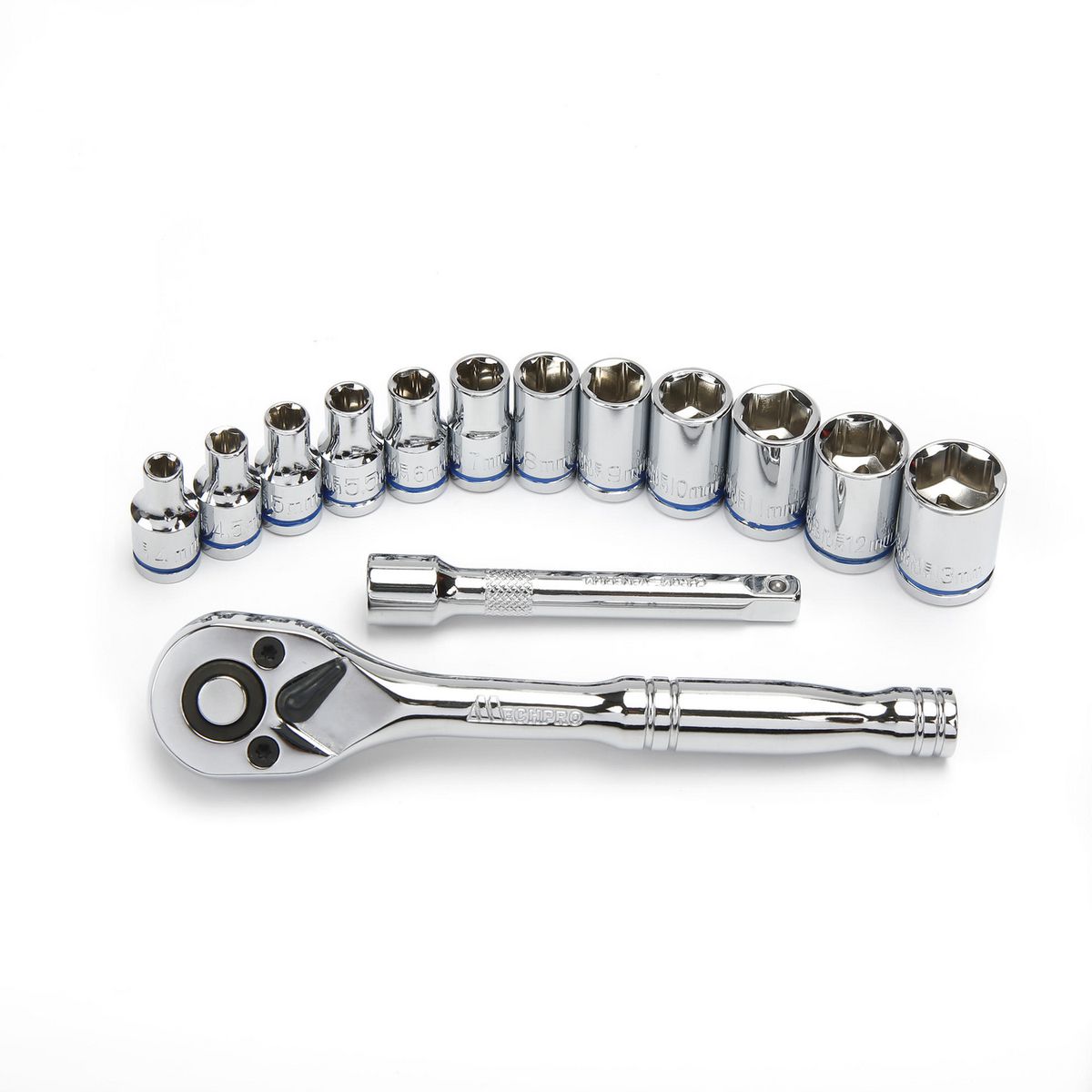 Mechpro Blue Socket Set Metric 1/4In Drive 14pc - MPBSK143K