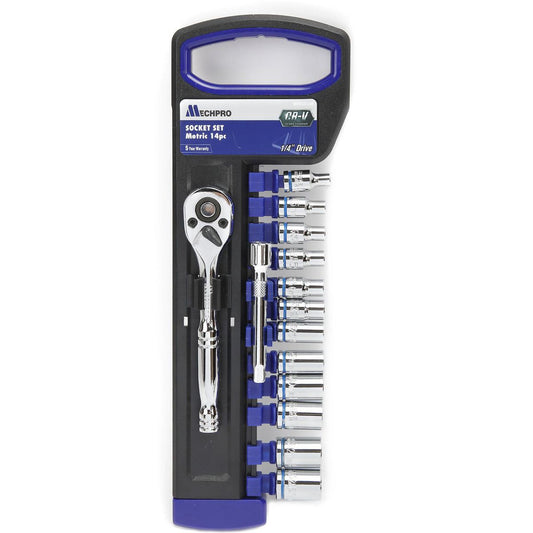 Mechpro Blue Socket Set Metric 1/4In Drive 14pc - MPBSK143K