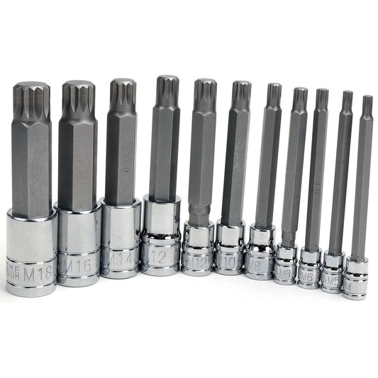 Mechpro Blue Long Spline Socket Set 1/4In, 3/8In & 1/2In 11pc - MPBSK151K