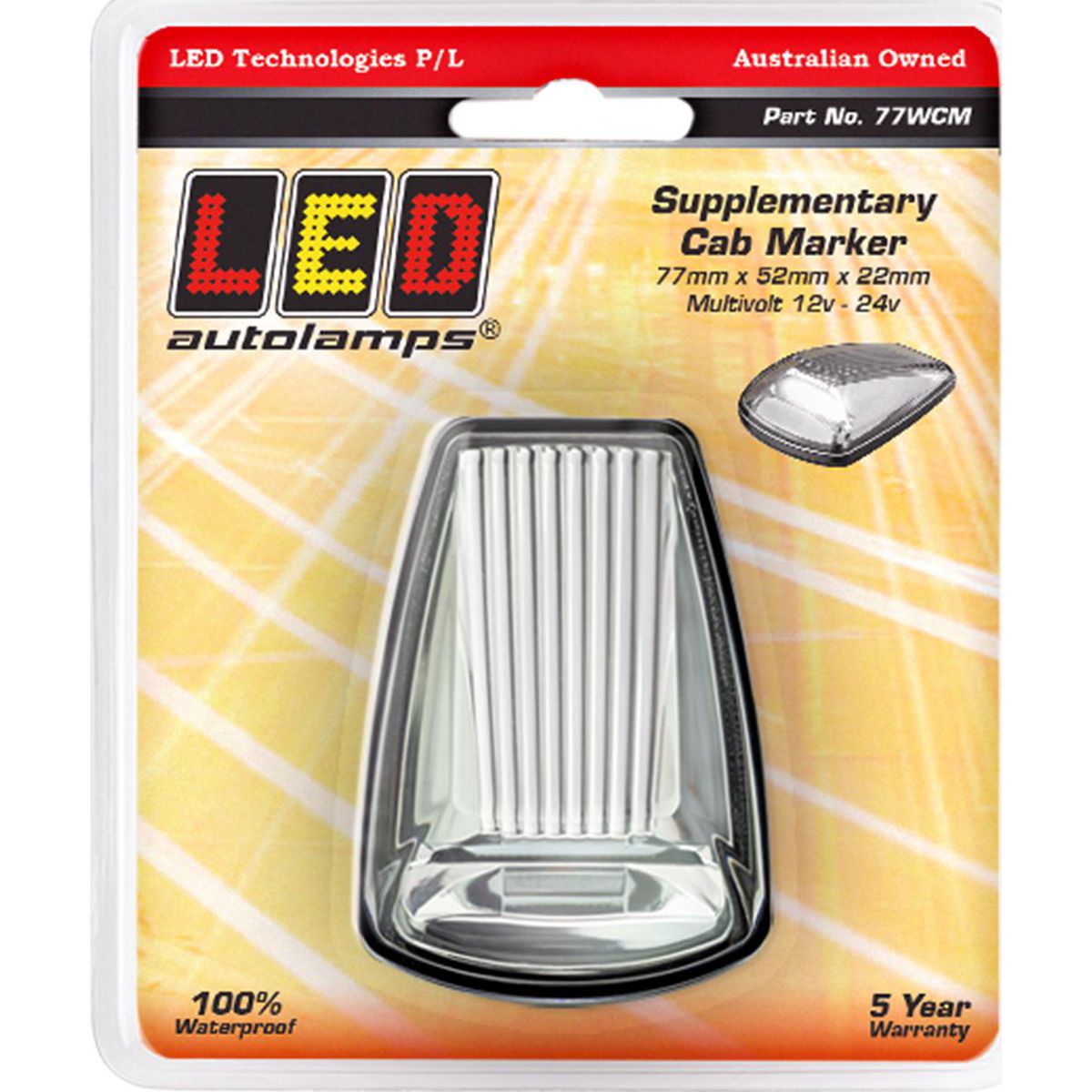 LED Autolamps Sup Cab Marker Wht Led Clr Lens - 77WCM