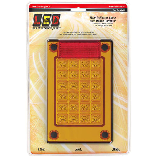 LED Autolamps Amber LED Indicator Lamp Insert For J3 Series Blister Pack - J3AM