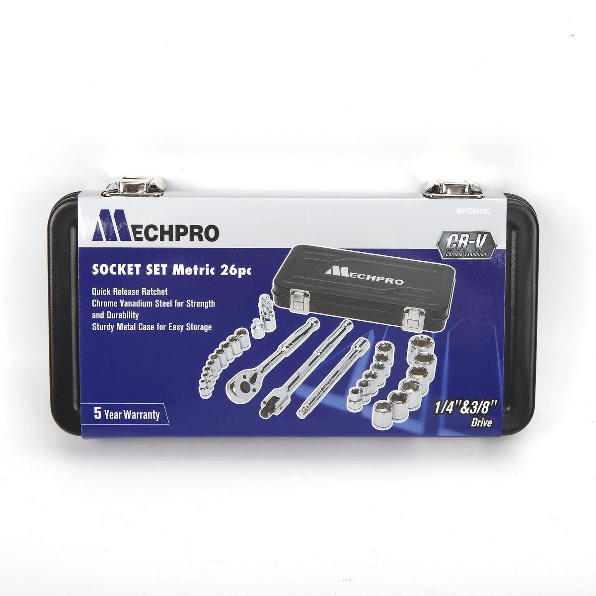 Mechpro Blue Socket Set Metric 1/4In & 3/8In Drive 26pc - MPBSK153K