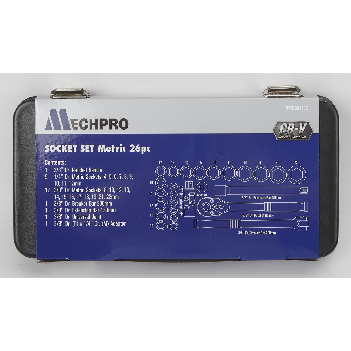 Mechpro Blue Socket Set Metric 1/4In & 3/8In Drive 26pc - MPBSK153K