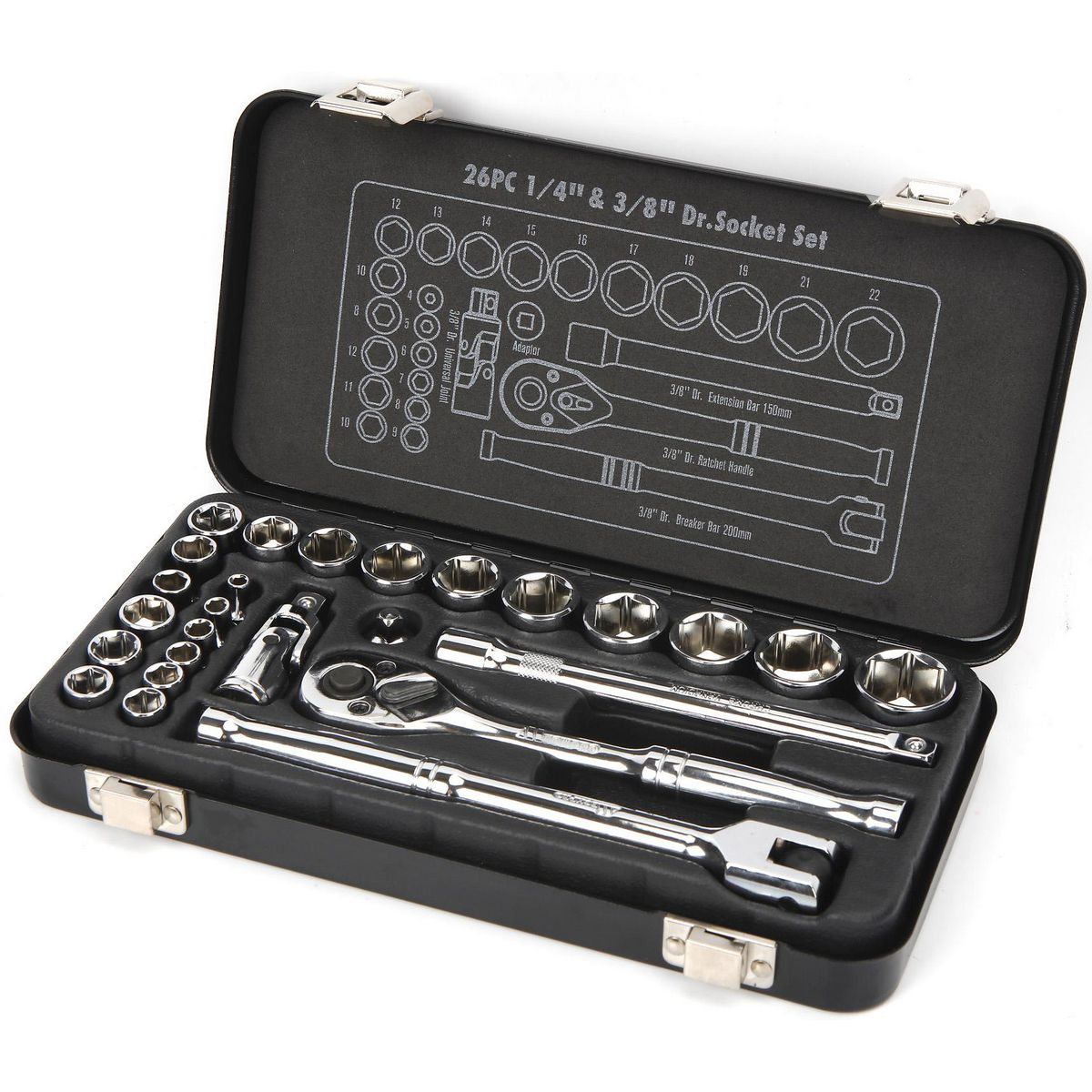 Mechpro Blue Socket Set Metric 1/4In & 3/8In Drive 26pc - MPBSK153K