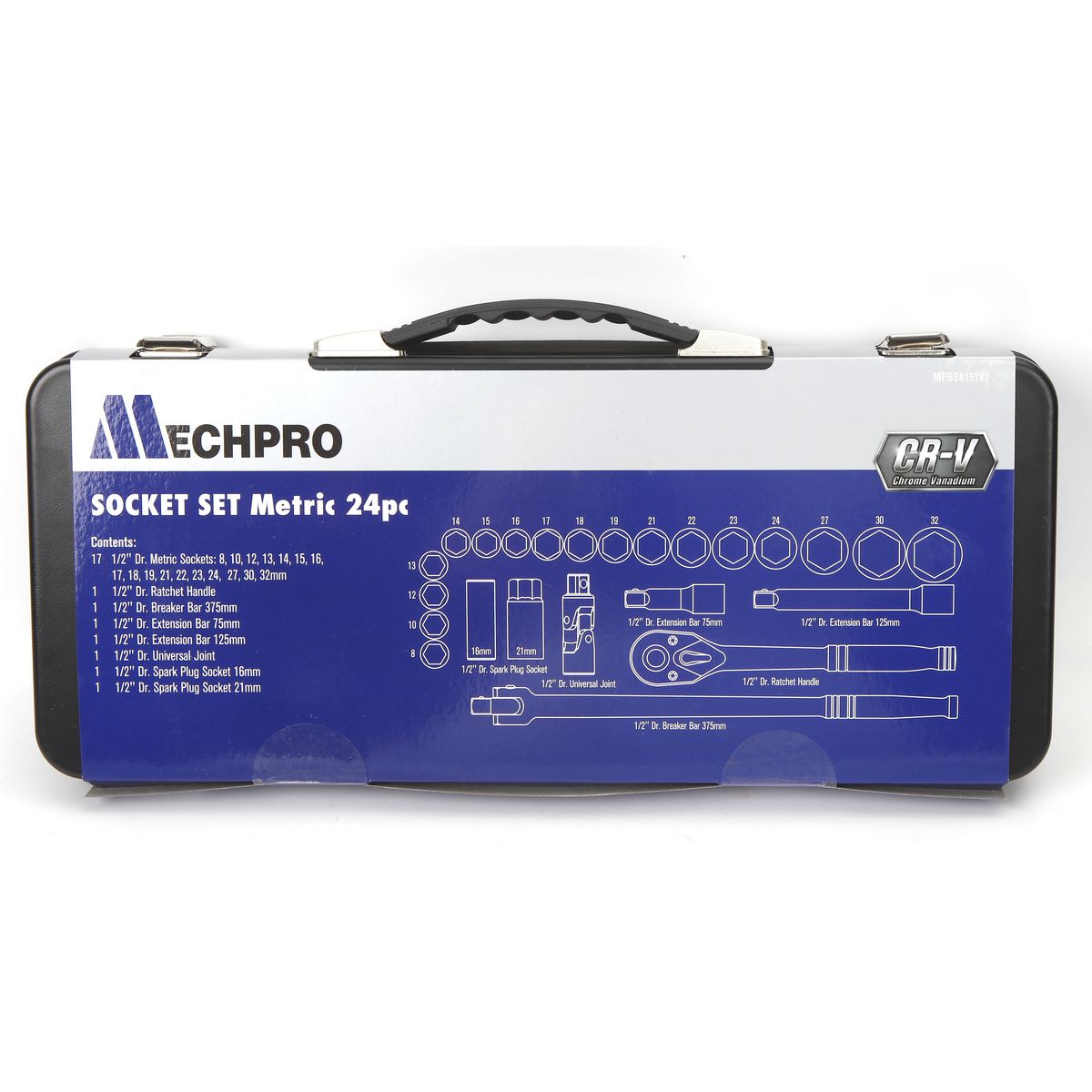 Mechpro Blue Socket Set Metric 1/2In Drive 24pc - MPBSK157K