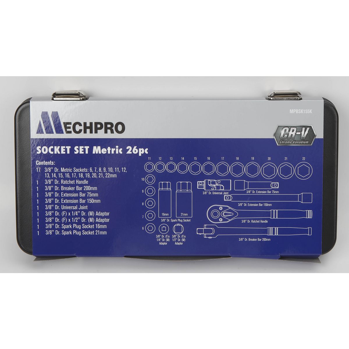 Mechpro Blue Socket Set Metric 3/8In Drive 26pc - MPBSK155K