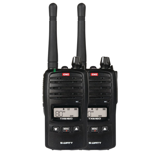 GME 5/1 Watt UHF CB Handheld Radio including Accessories Twin Pack - TX6160TP