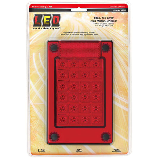 LED Autolamps Red LED Stop/Tail Lamp Insert For J3 Series Blister Pack - J3RM