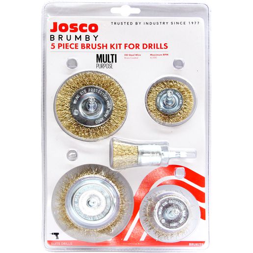 JOSCO Brush Kit CR 5pce Kit 6.3 Hex Spindle 0.30 BC - BRUKIT5