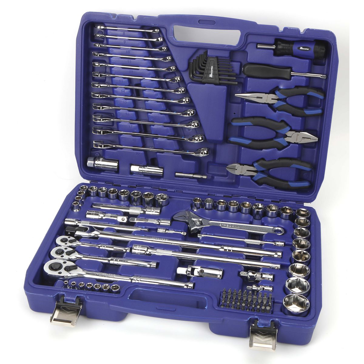 Mechpro Blue Automotive Tool Kit Metric 1/4In, 3/8In & 1/2In Drive 117pc - MP224KCRV