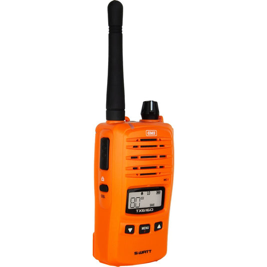 GME UHF CB Handheld Radio 1 and 5 Watt IP67 Blaze Orange - TX6160XO