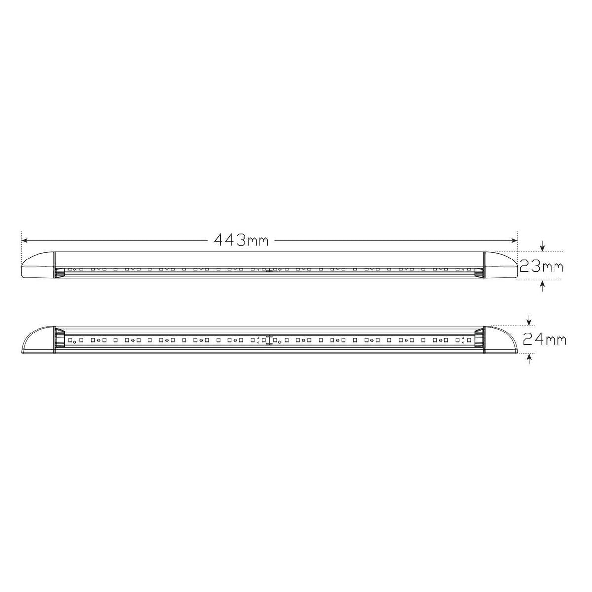 LED Autolamps 12V Awning Lamp Black 20cm Cable Blister Pack - 23450BLK