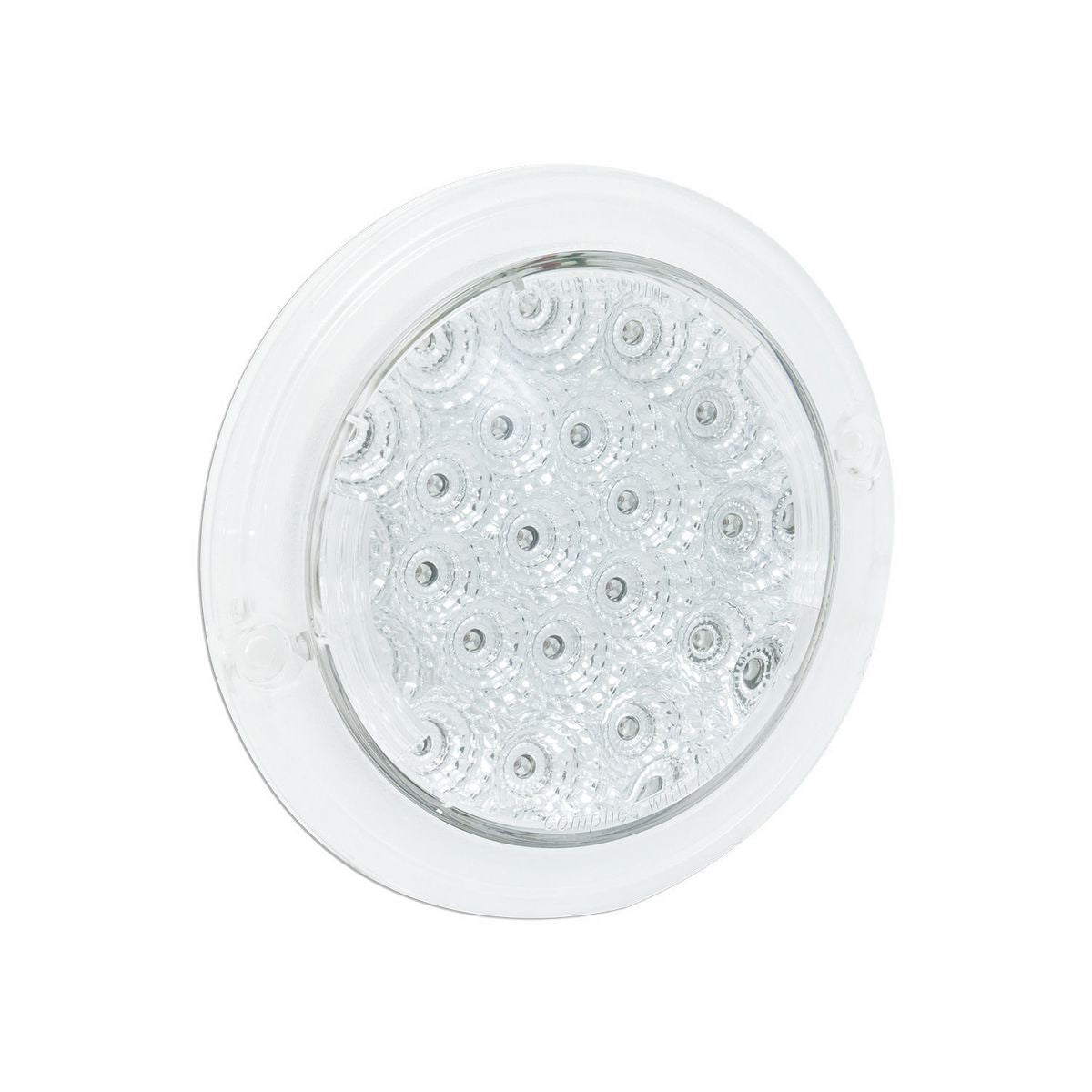 LED Autolamps 12/24V Round Stop/Tail Lamp With Clear Lens 130mm Diameter Recessed Mount Blister Pack - 102RCM