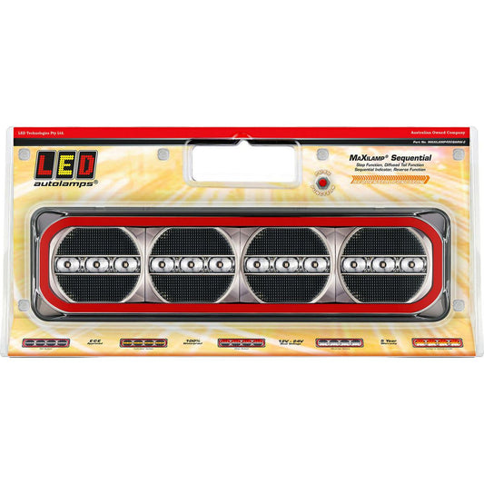 LED Autolamps Multi Volt Stop/Tail/Ind/Rev With Try Me Function Diffused Tail With Sequential Indicator Twin Blister - 385ARWM-2