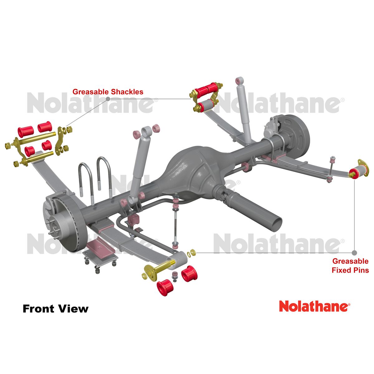 Nolathane Spring greasable shackle and bushing kit - NEK45