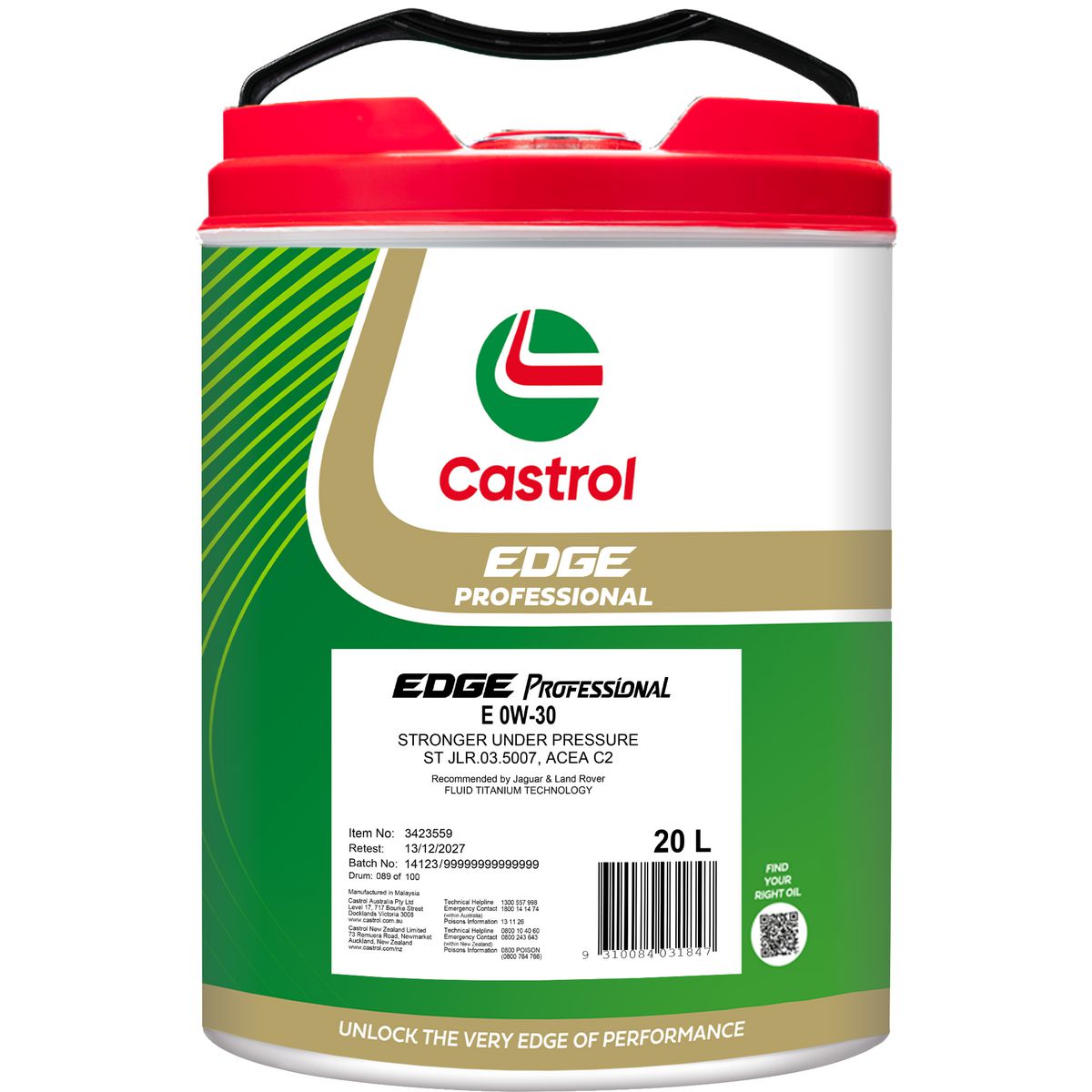 Castrol Edge Professional E 0W-30 Engine Oil 20L - 3423559