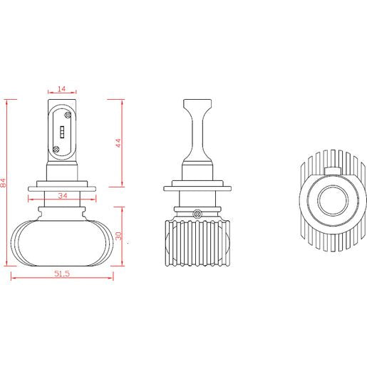 Maxi Trac H7 LED Headlight Globe Pair, 12/24V 5600LM 6000K - MTLG-H7