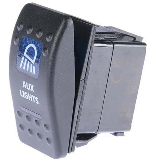 Drivetech 4x4 Rocker AUX Lights Switch On/Off SPST 12 or 24V Blue Illumination - DT-11013