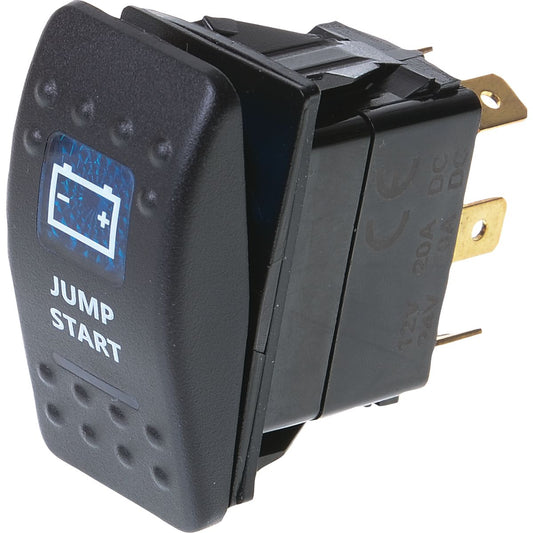 Drivetech 4x4 Rocker Jump Start Switch Off Mom On SPST 12 or 24V Blue Illumination - DT-11047