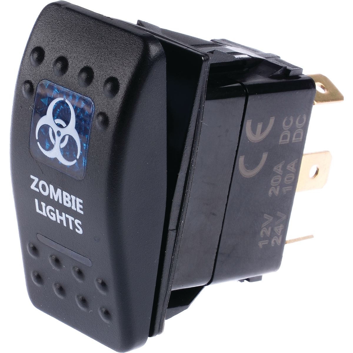 Drivetech 4x4 Rocker Zombie Light Switch On/Off SPST 12 or 24V Blue Illumination - DT-11024